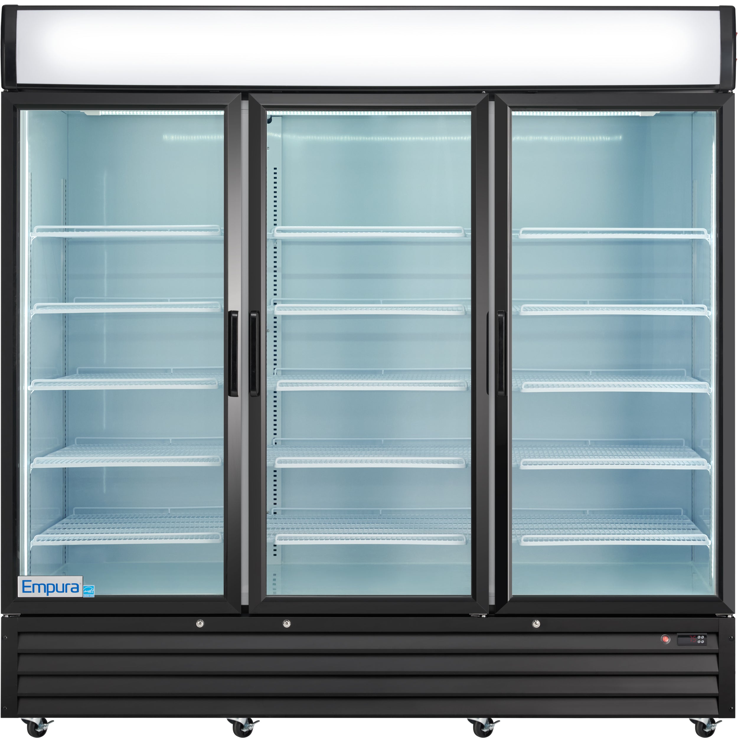 78" Black Swing Commercial Glass Door Merchandiser Refrigerator - 67 cu ft
