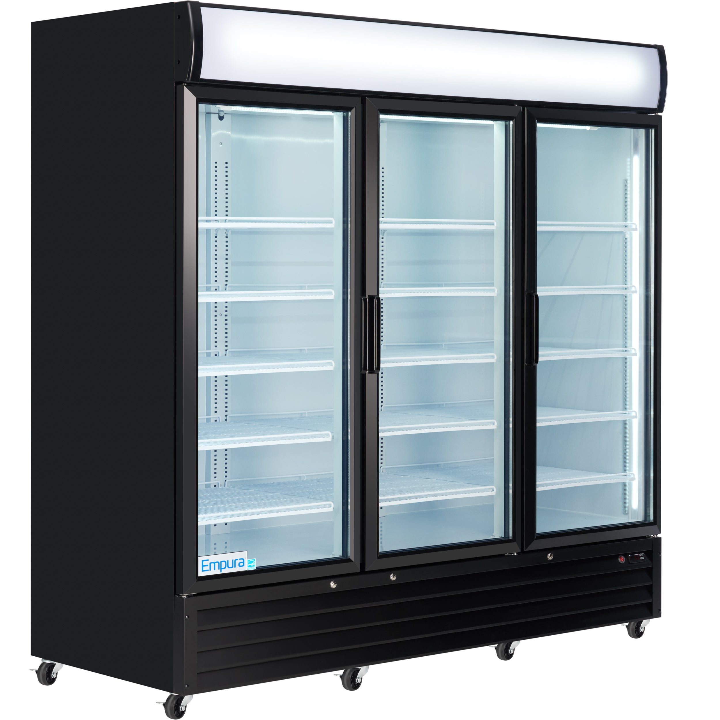 78" Black Swing Commercial Glass Door Merchandiser Refrigerator - 67 cu ft