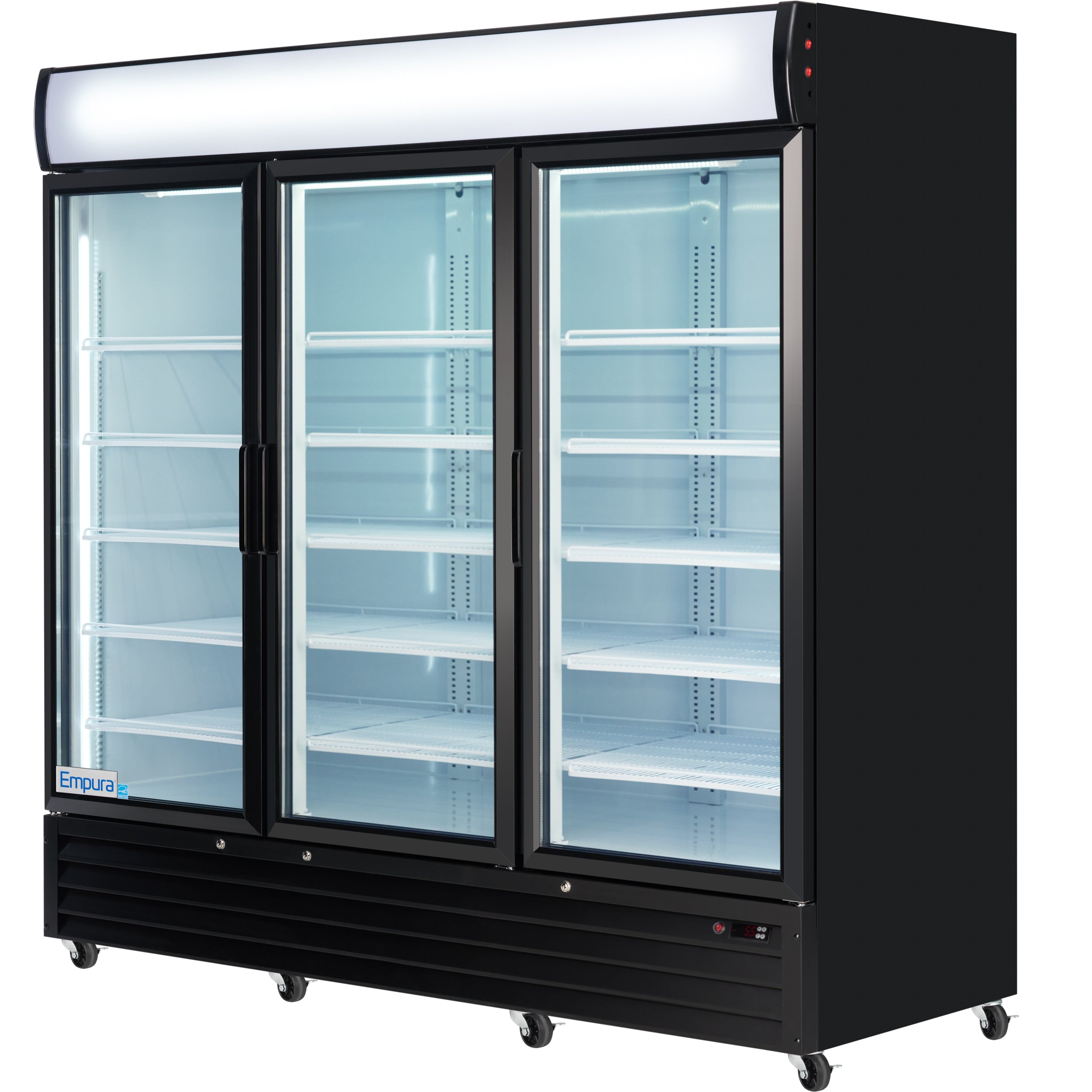 78" Black Swing Commercial Glass Door Merchandiser Refrigerator - 67 cu ft
