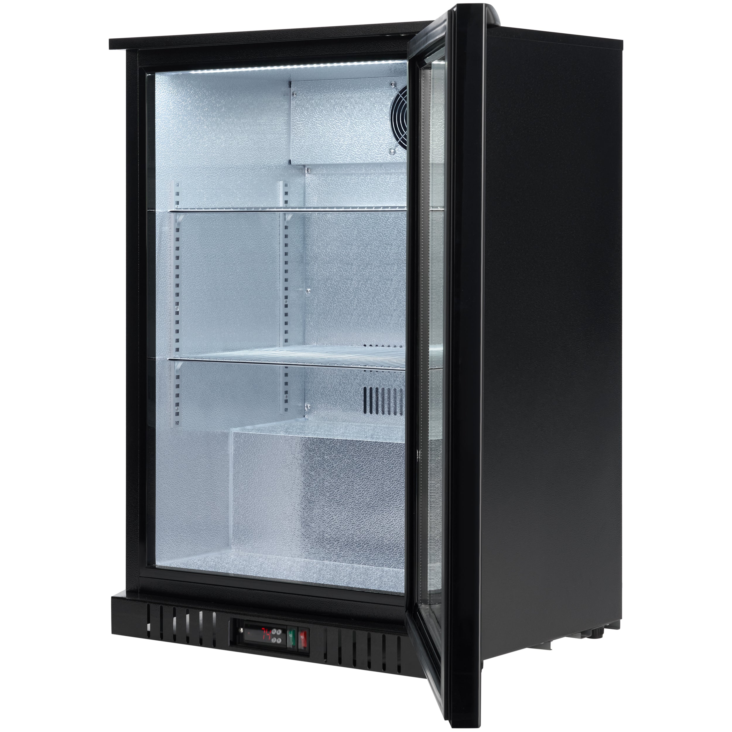 24" Countertop Black Swing Commercial Glass Door Merchandiser Refrigerator - 5 cu ft