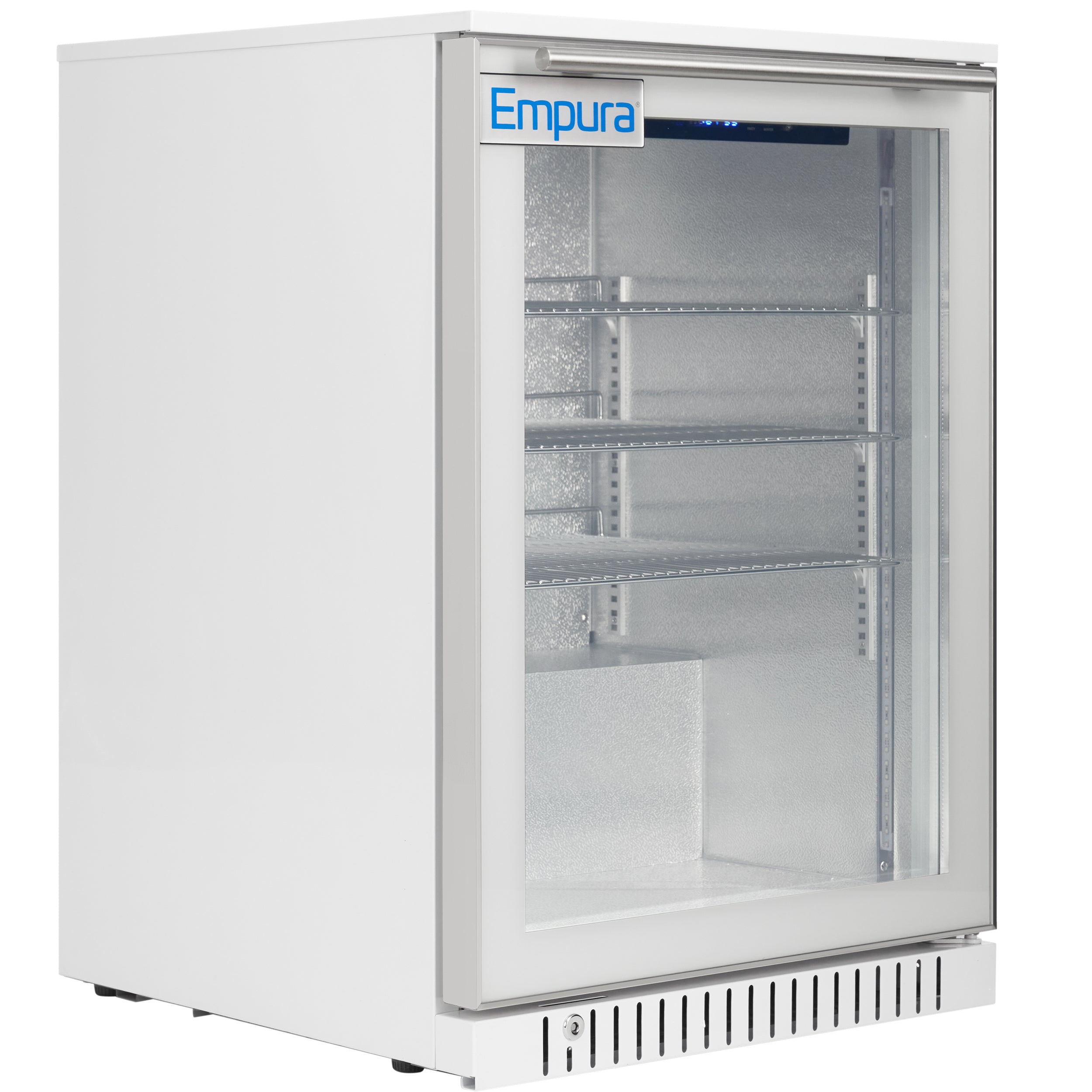 24" Undercounter White Swing Commercial Glass Door Merchandiser Refrigerator - 6 cu ft