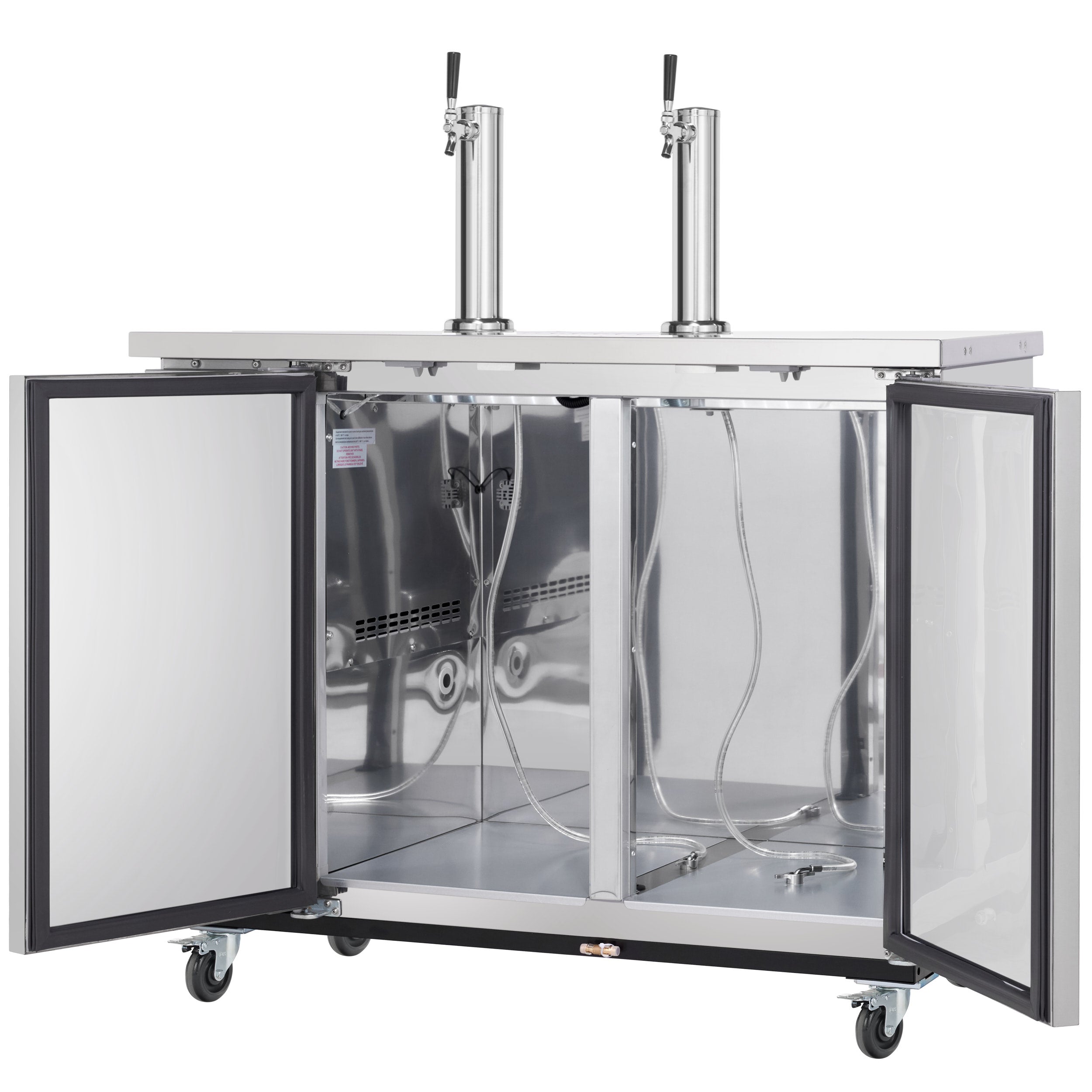 61" Dual Single Tap Commercial Kegerator Beer Dispenser - Stainless Steel, Holds (2) 1/2 Kegs