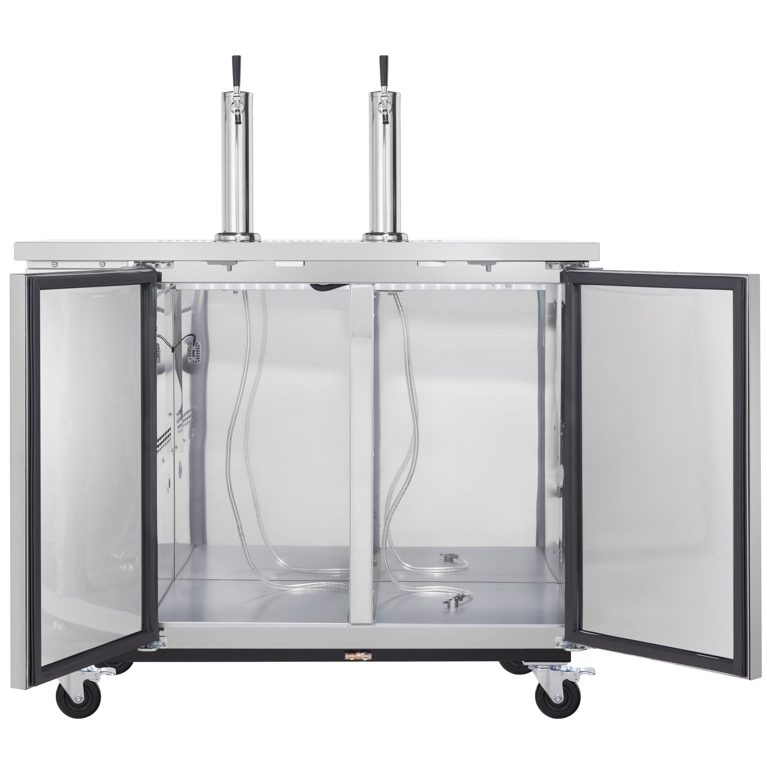 61" Dual Single Tap Commercial Kegerator Beer Dispenser - Stainless Steel, Holds (2) 1/2 Kegs