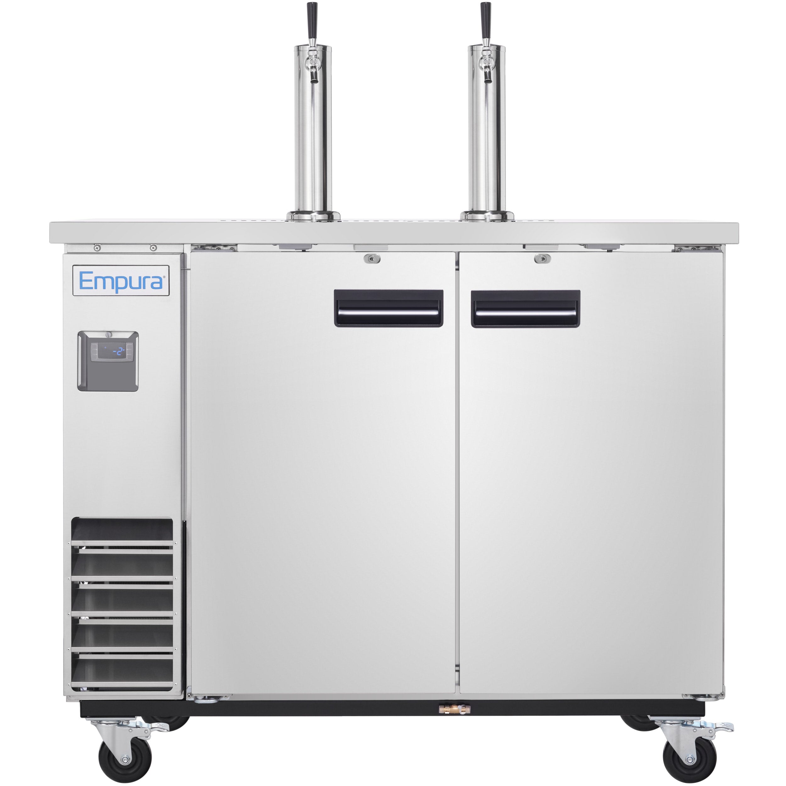 61" Dual Single Tap Commercial Kegerator Beer Dispenser - Stainless Steel, Holds (2) 1/2 Kegs