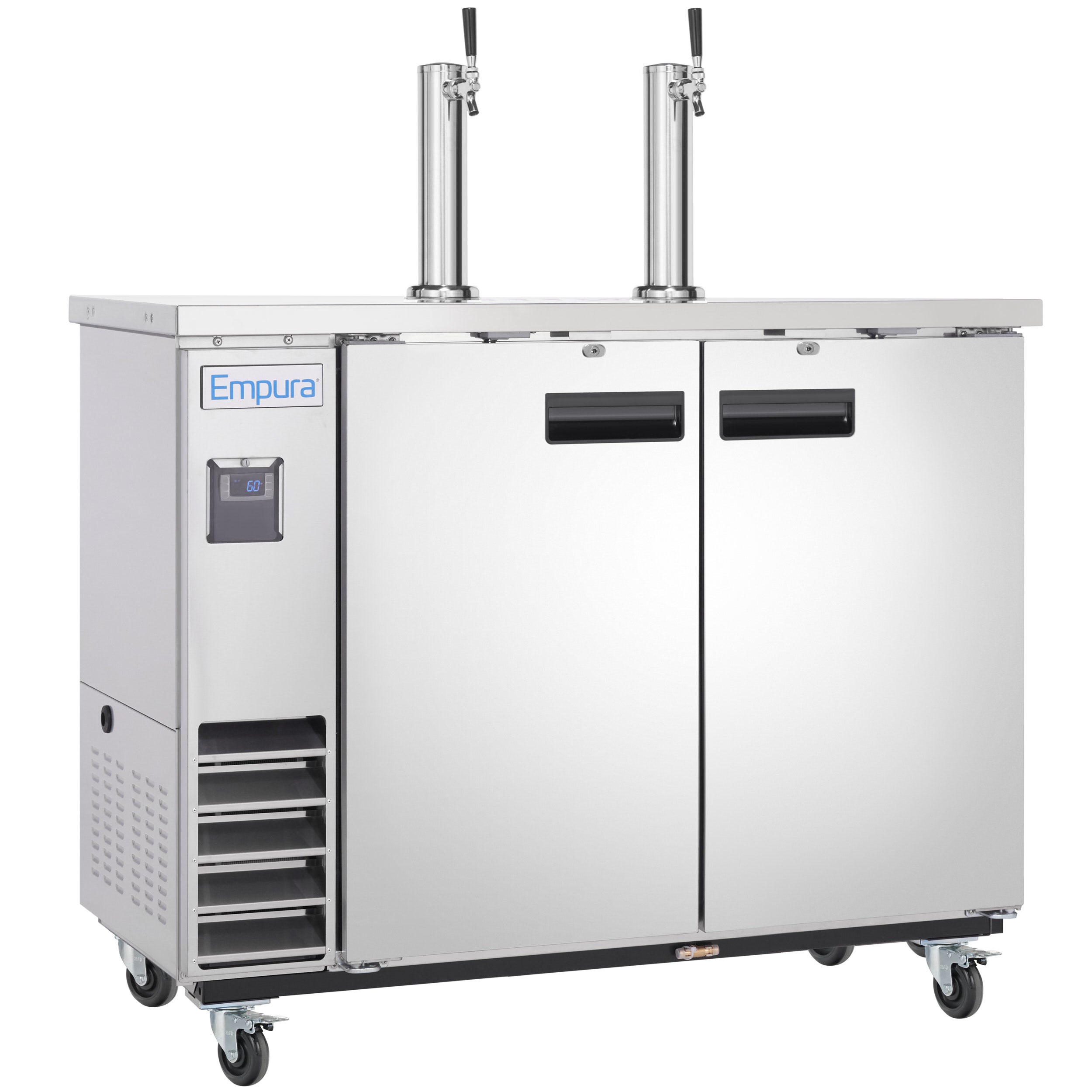 61" Dual Single Tap Commercial Kegerator Beer Dispenser - Stainless Steel, Holds (2) 1/2 Kegs