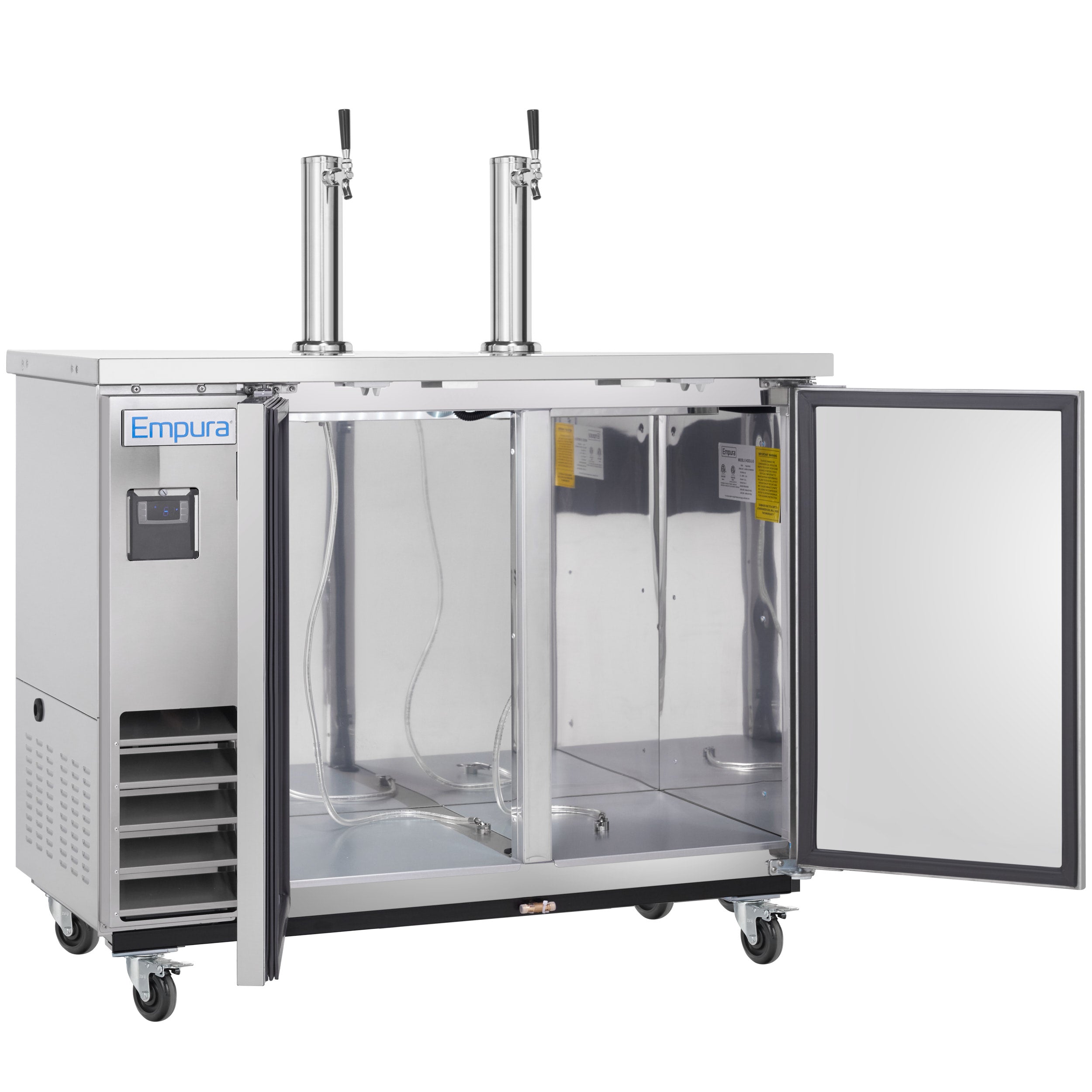 61" Dual Single Tap Commercial Kegerator Beer Dispenser - Stainless Steel, Holds (2) 1/2 Kegs