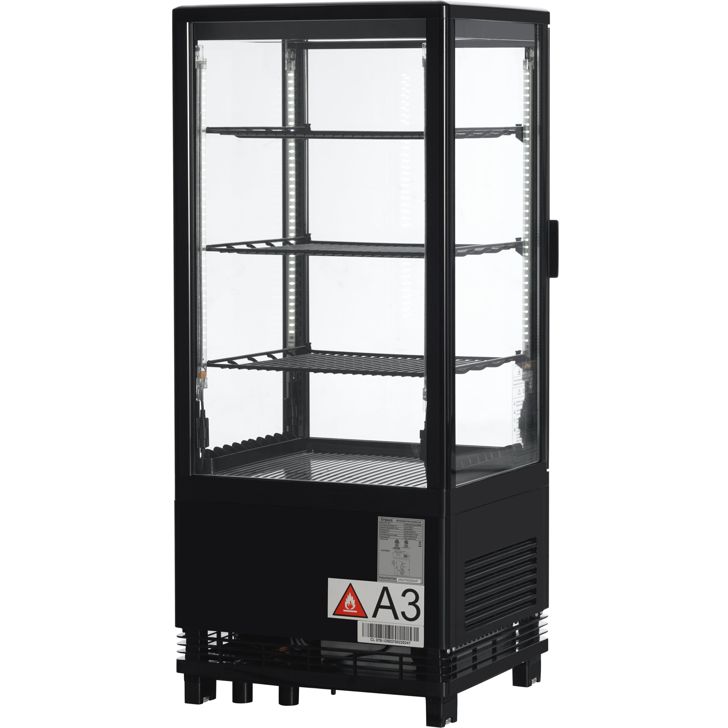 17" Black 1 Door Refrigerated Display Case Countertop - 2.8 cu ft