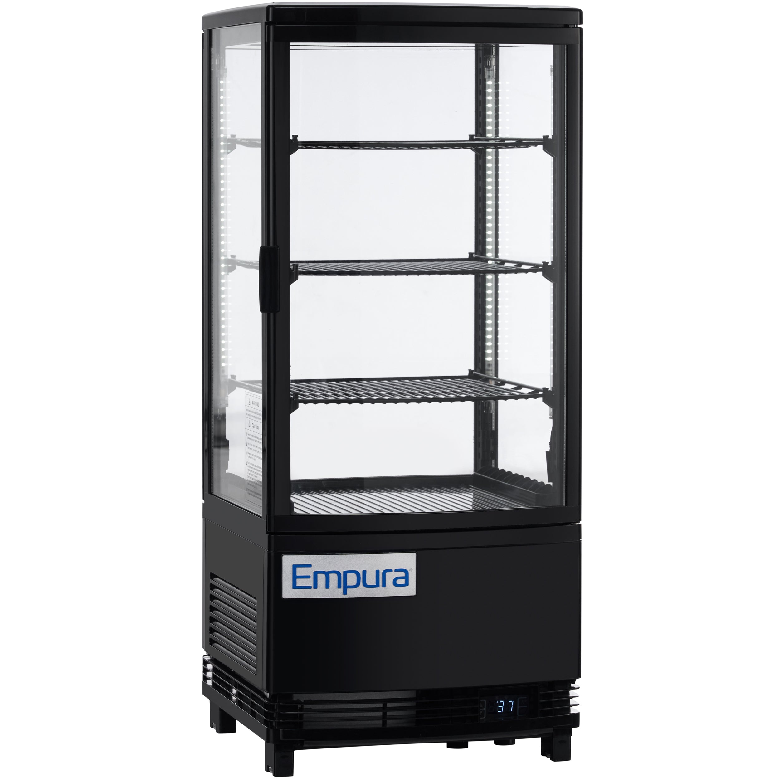 17" Black 2 Door Refrigerated Display Case Countertop - 3 cu ft