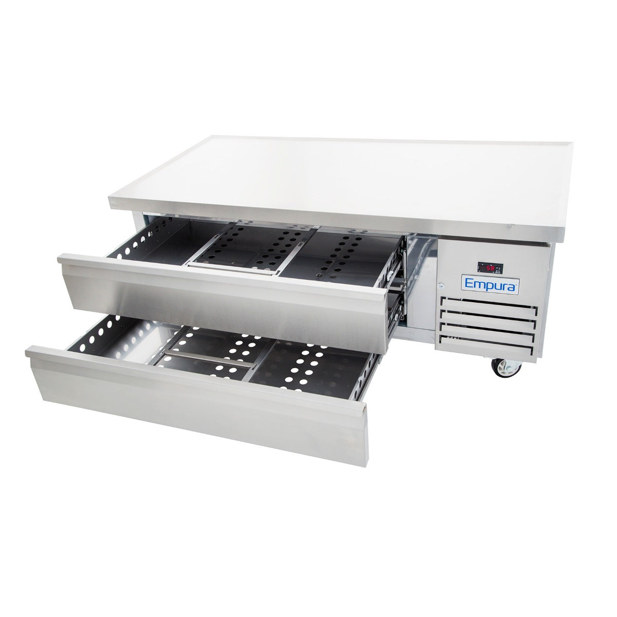 62" 2 Drawer Refrigerated Commercial Chef Base - 12" Depth Pan Equipment Stand, Refrigerated Base Empura