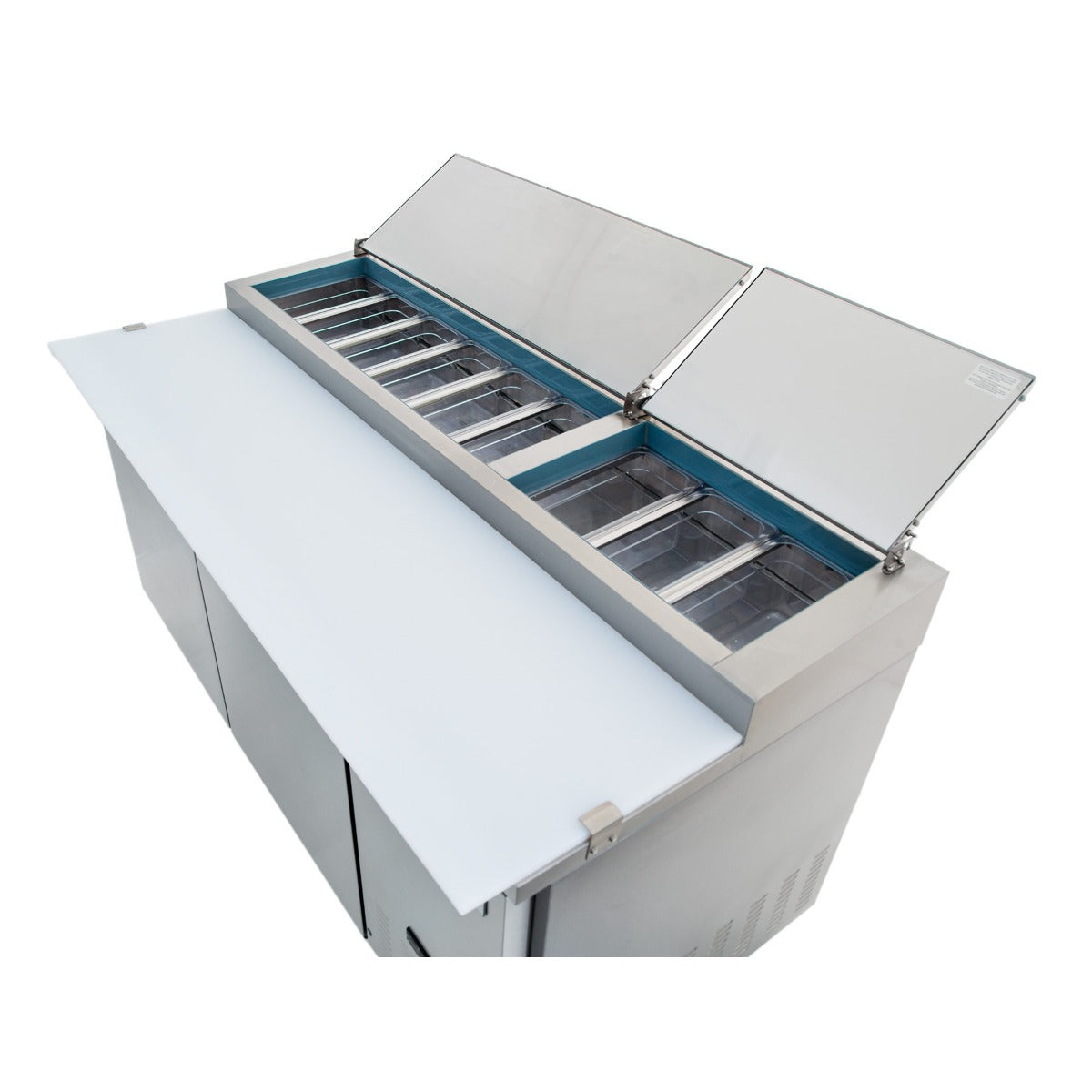 71" 2 Door Commercial Refrigerated Stainless Steel Pizza Prep Table Refrigerated Counter, Pizza Prep Table Empura