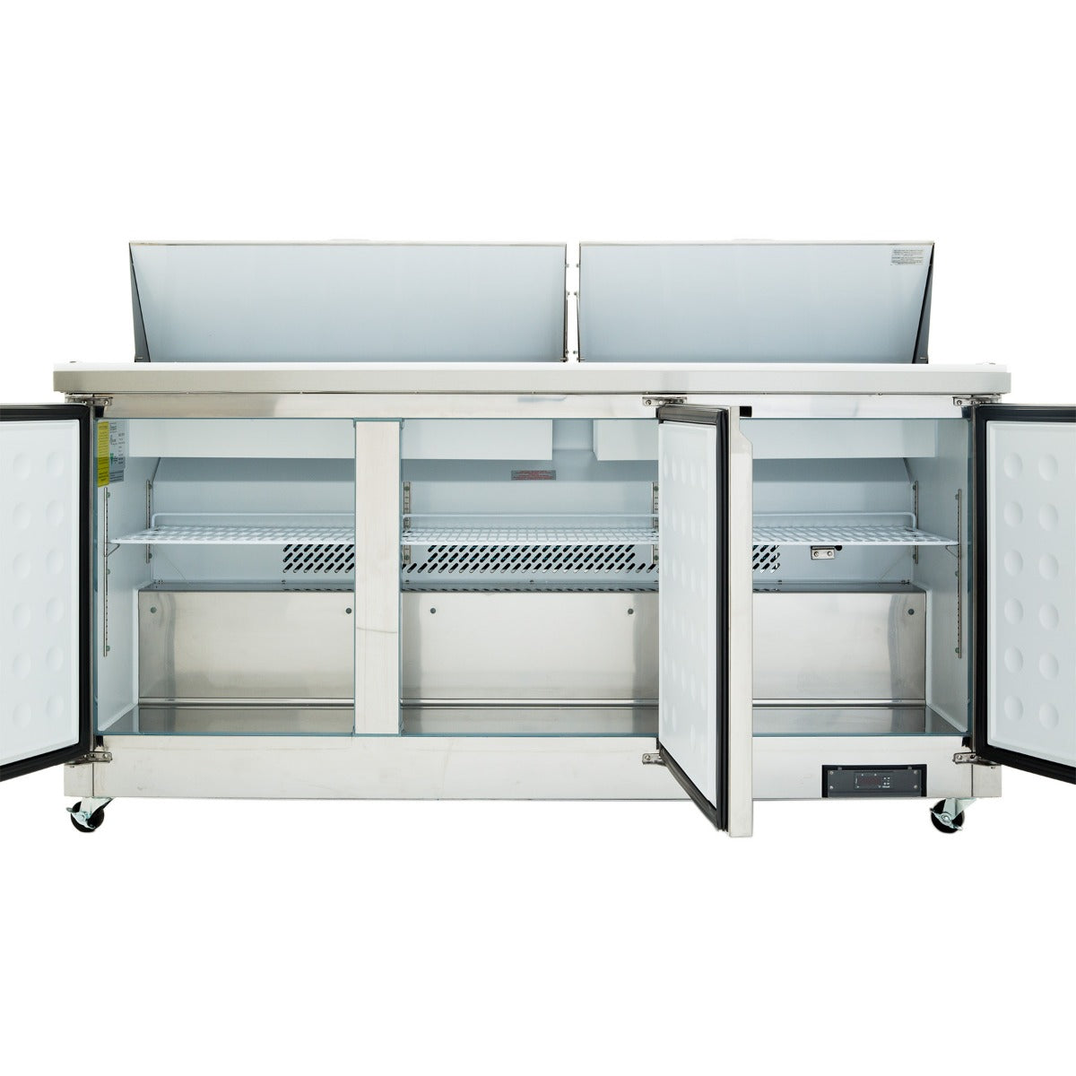 72" 3 Door Commercial Refrigerated Sandwich and Salad Prep Table Refrigerated Counter, Sandwich / Salad Unit Empura
