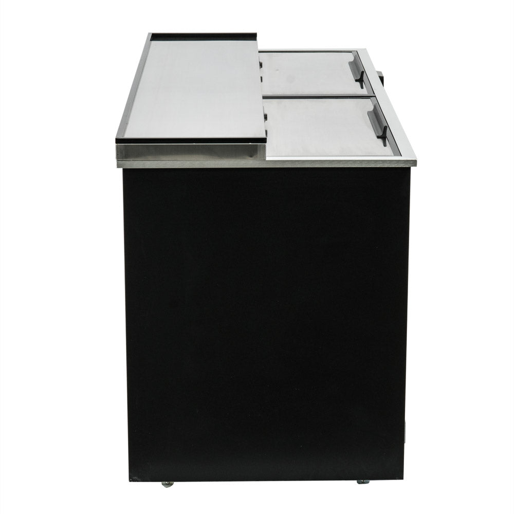 64" Powder Coated Black Stainless Steel Commercial Horizontal Bottle Cooler Bottle Cooler Empura
