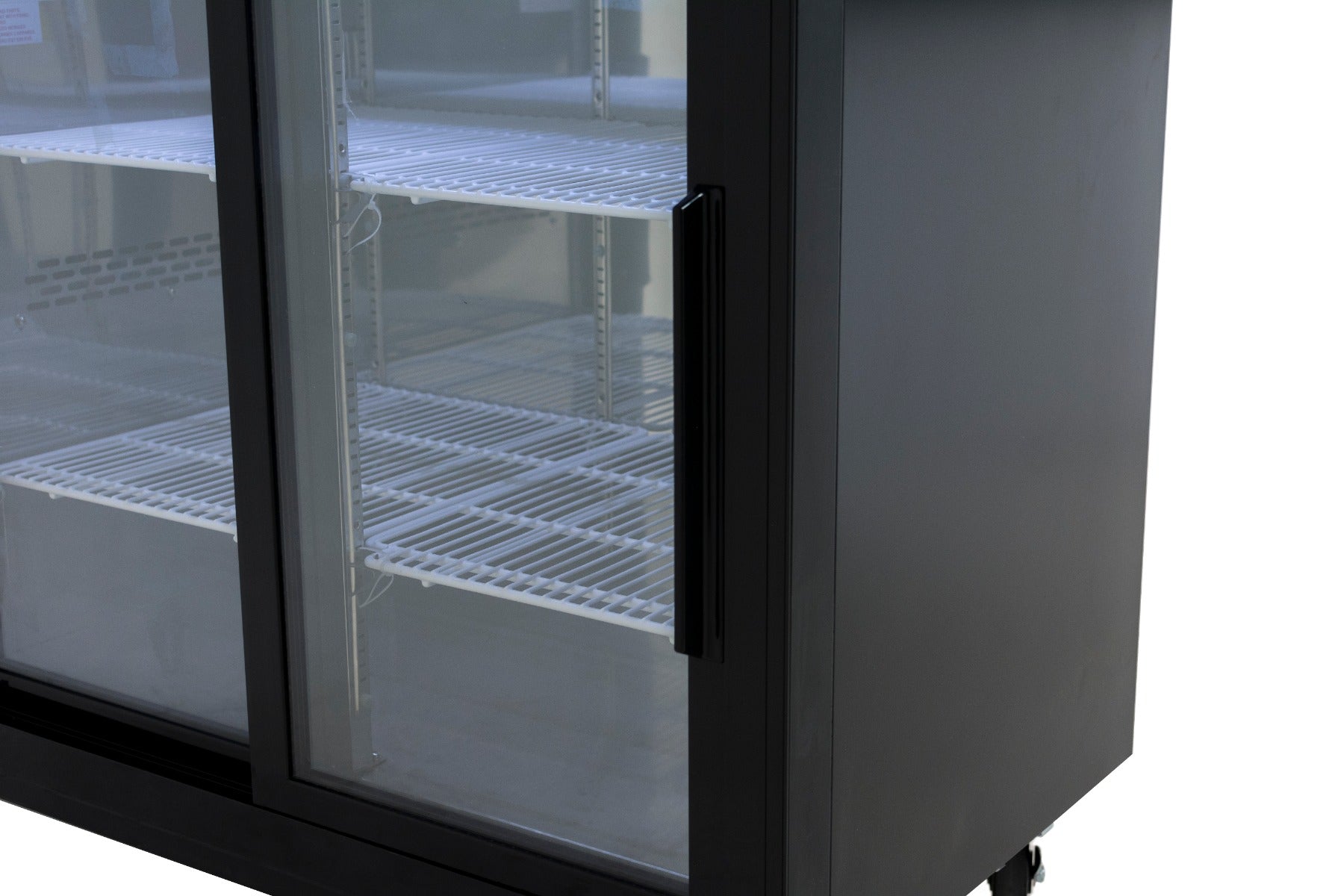 49" x 24" Sliding Glass Door Powder Coated Black Stainless Steel Commercial Back Bar Refrigerator Back Bar Cabinet, Refrigerated Empura