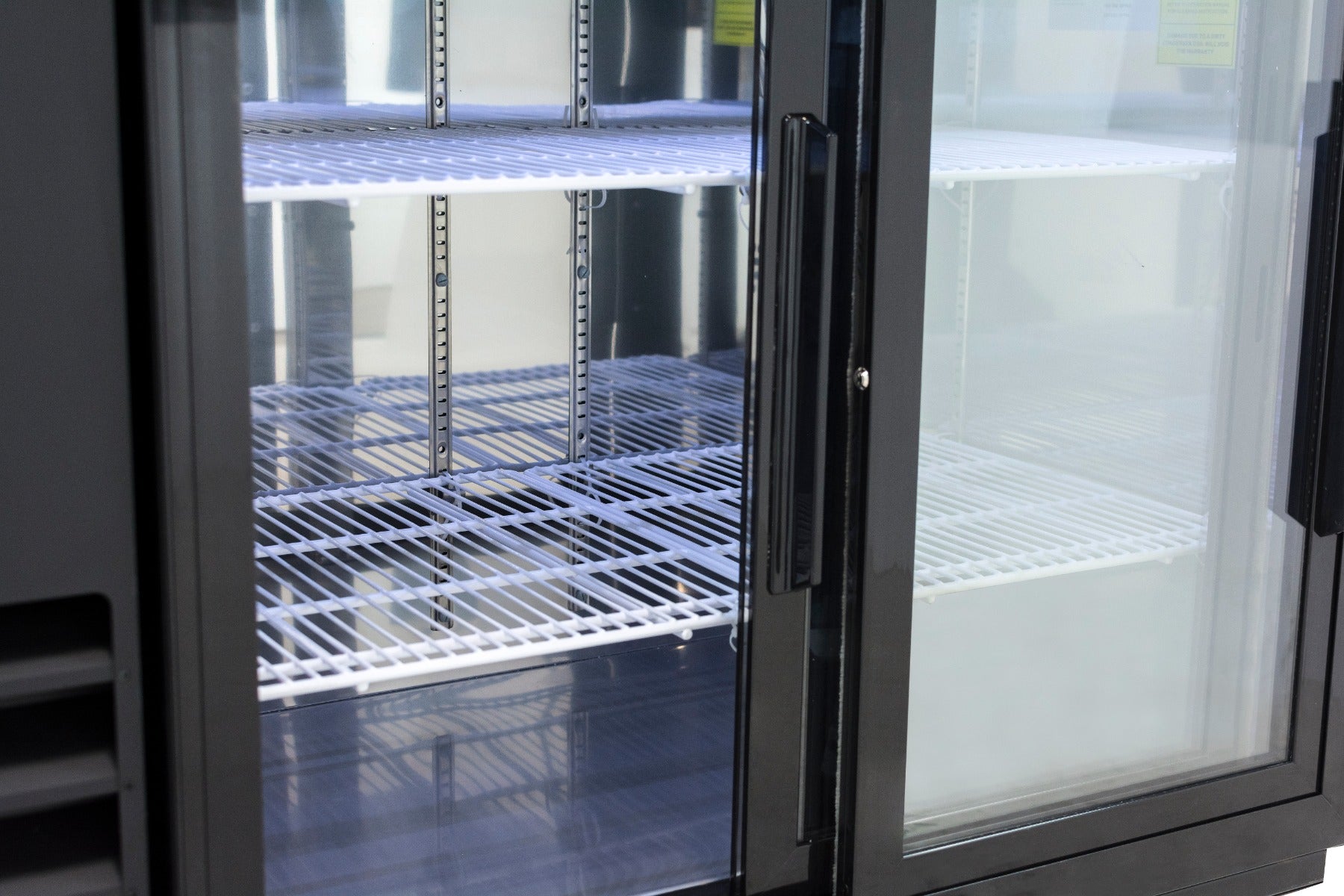 49" x 24" Sliding Glass Door Powder Coated Black Stainless Steel Commercial Back Bar Refrigerator Back Bar Cabinet, Refrigerated Empura
