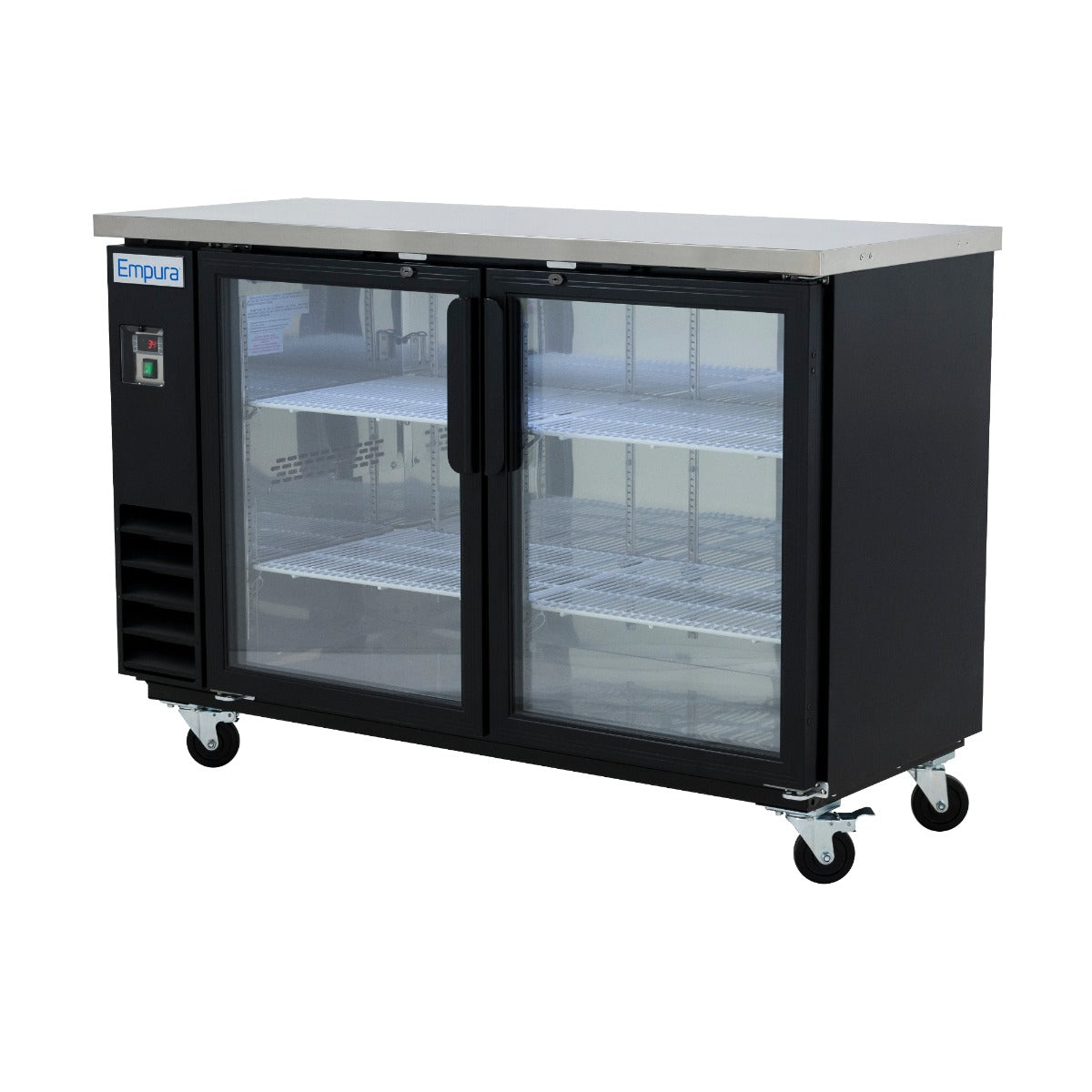 61" x 24" Swing Glass Door Powder Coated Black Stainless Steel Commercial Back Bar Refrigerator Back Bar Cabinet, Refrigerated Empura