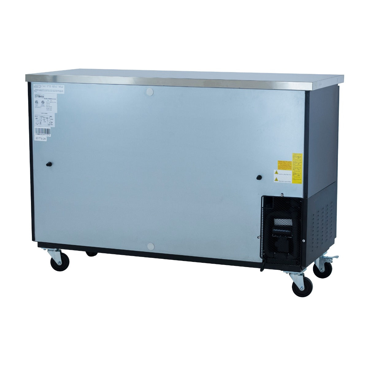 61" x 24" Swing Glass Door Powder Coated Black Stainless Steel Commercial Back Bar Refrigerator Back Bar Cabinet, Refrigerated Empura