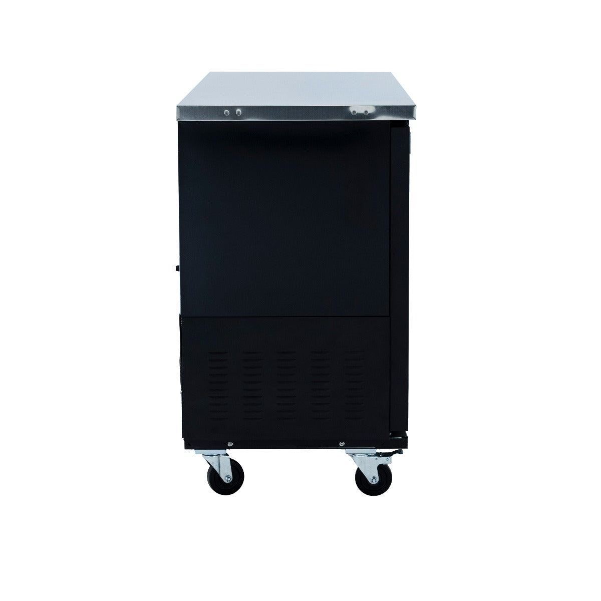 61" x 24" Sliding Glass Door Powder Coated Black Stainless Steel Commercial Back Bar Refrigerator Back Bar Cabinet, Refrigerated Empura