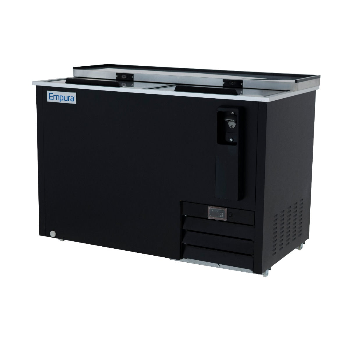 49" Powder Coated Black Stainless Steel Commercial Horizontal Bottle Cooler Bottle Cooler Empura