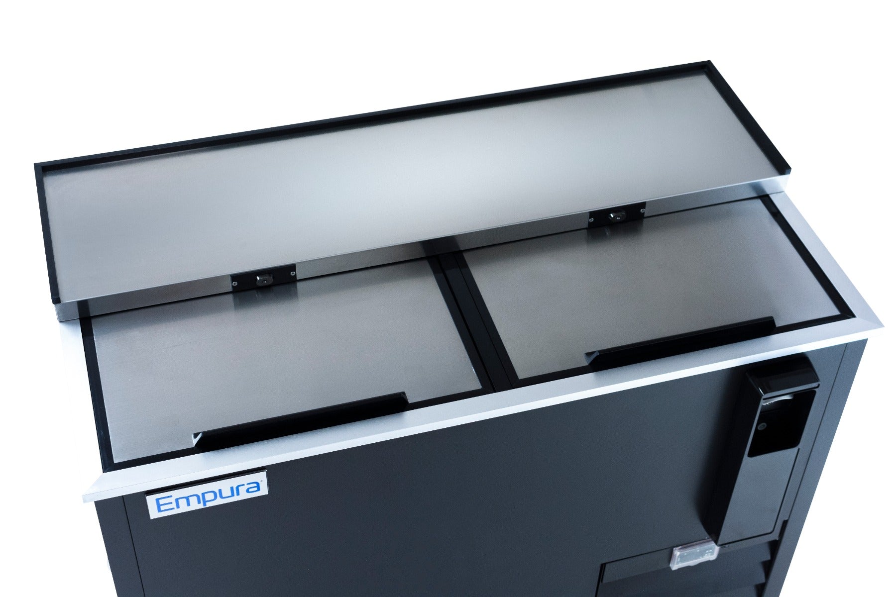 49" Powder Coated Black Stainless Steel Commercial Horizontal Bottle Cooler Bottle Cooler Empura