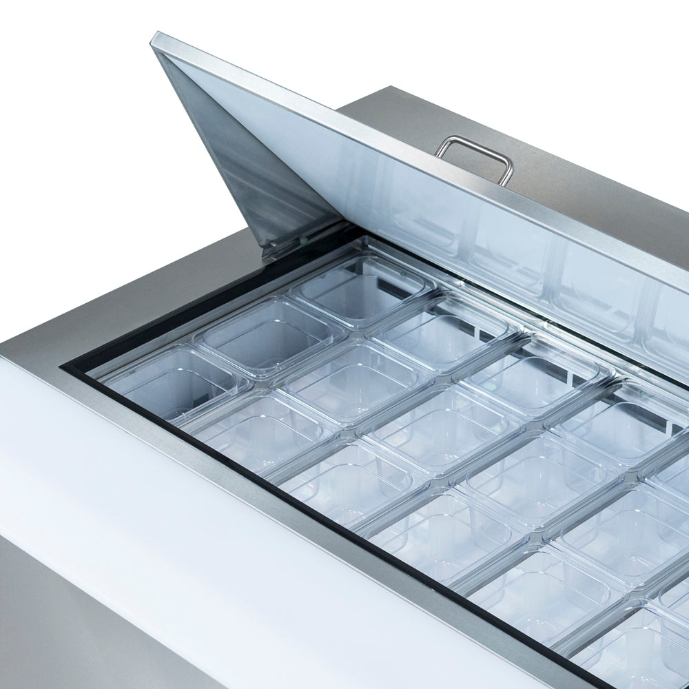 48" 2 Door Commercial Mega Top Refrigerated Sandwich and Salad Prep Table Refrigerated Counter, Mega Top Sandwich / Salad Unit Empura
