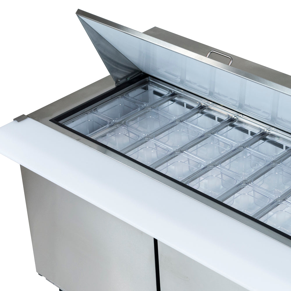 61" 2 Door Commercial Mega Top Refrigerated Sandwich and Salad Prep Table Refrigerated Counter, Mega Top Sandwich / Salad Unit Empura