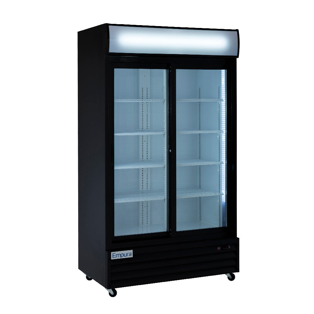 44" Black Sliding Commercial Glass Door Merchandiser Refrigerator - 35 cu ft Refrigerator, Merchandiser Empura