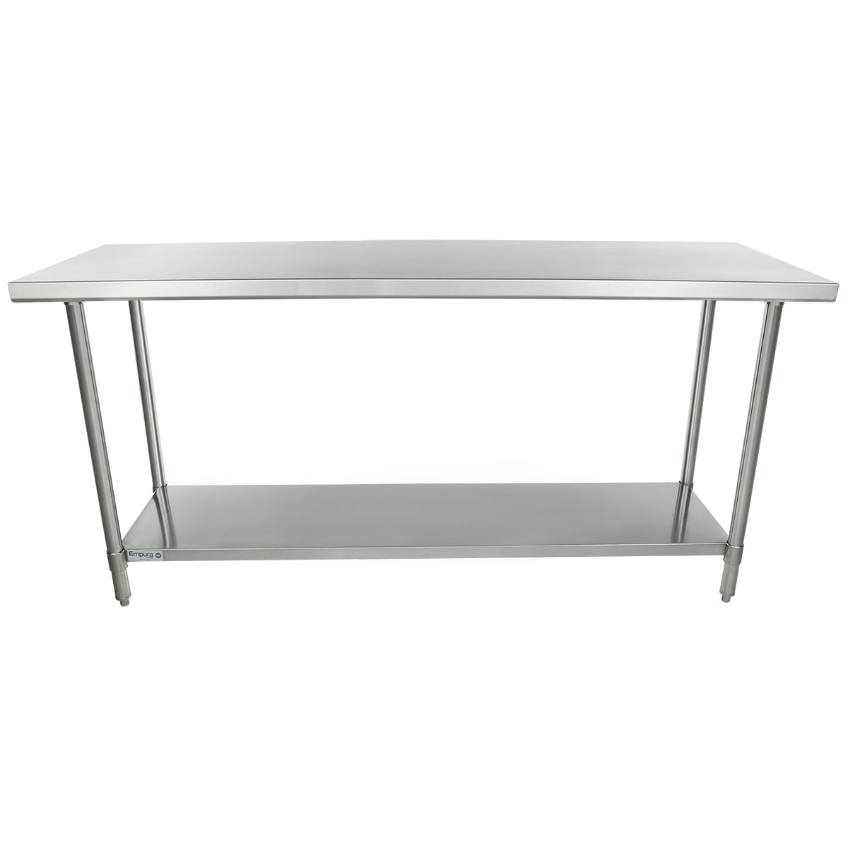 72" x 24" Super Duty Work Table 16 Gauge 304 Stainless Steel with Stainless Steel Legs and Undershelf, NSF Work Table, 63" - 72", Stainless Steel Top Empura