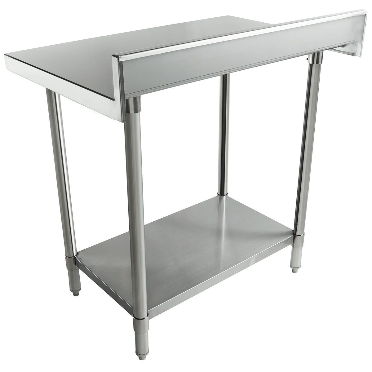Empura 36" x 24" 16-Gauge 304 Stainless Steel Commercial Work Table with 4" Backsplash plus 430 Stainless Steel Legs and Undershelf