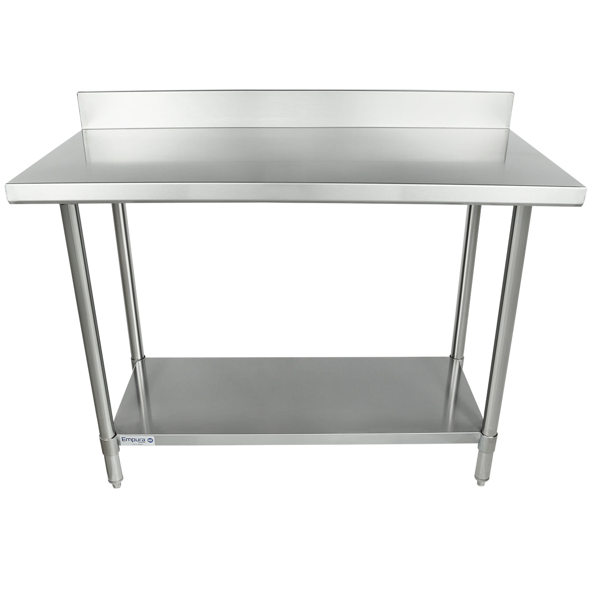 Empura 48" x 24" 16-Gauge 304 Stainless Steel Commercial Work Table with 4" Backsplash plus 430 Stainless Steel Legs and Undershelf