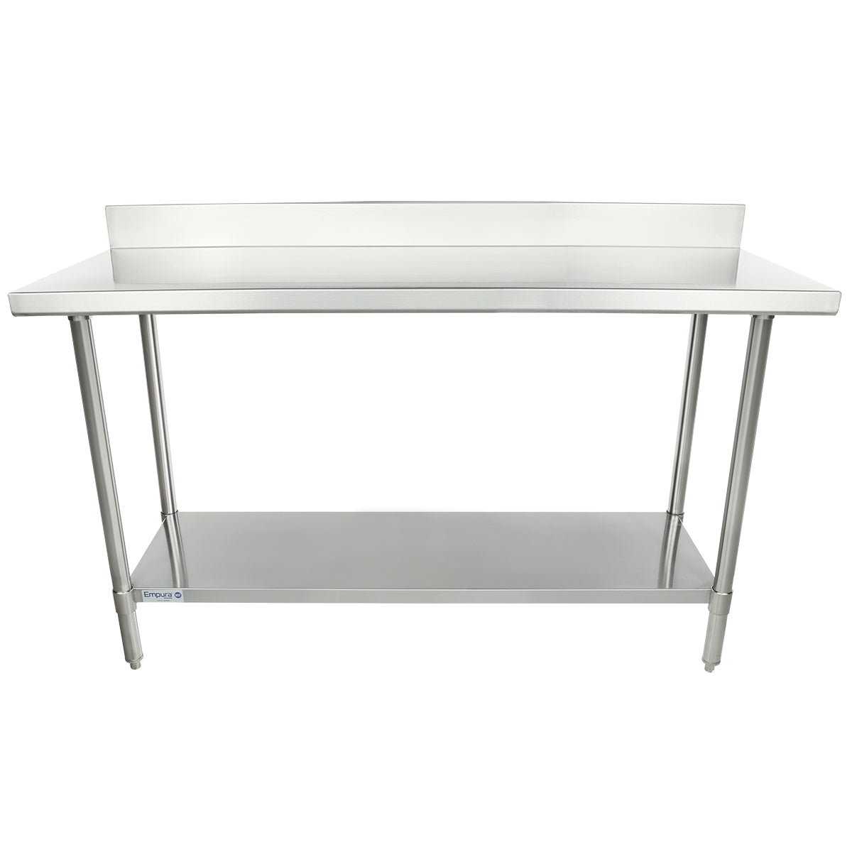 60" x 24" Super Duty Work Table 16 Gauge Stainless Steel with 4" Backsplash and 18 Gauge Stainless Steel Undershelf, NSF Work Table, 54" - 62", Stainless Steel Top Empura