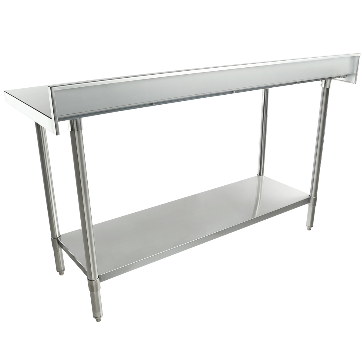 60" x 24" Super Duty Work Table 16 Gauge Stainless Steel with 4" Backsplash and 18 Gauge Stainless Steel Undershelf, NSF Work Table, 54" - 62", Stainless Steel Top Empura