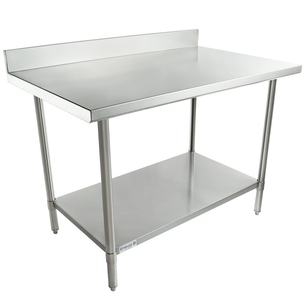 48" x 30" Super Duty Work Table 16 Gauge Stainless Steel with 4" Backsplash and 18 Gauge Stainless Steel Undershelf, NSF Work Table, 40" - 48", Stainless Steel Top Empura