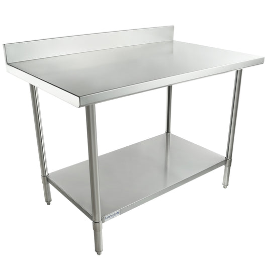 Empura 48" x 30" 16-Gauge 304 Stainless Steel Commercial Work Table with 4" Backsplash plus 430 Stainless Steel Legs and Undershelf