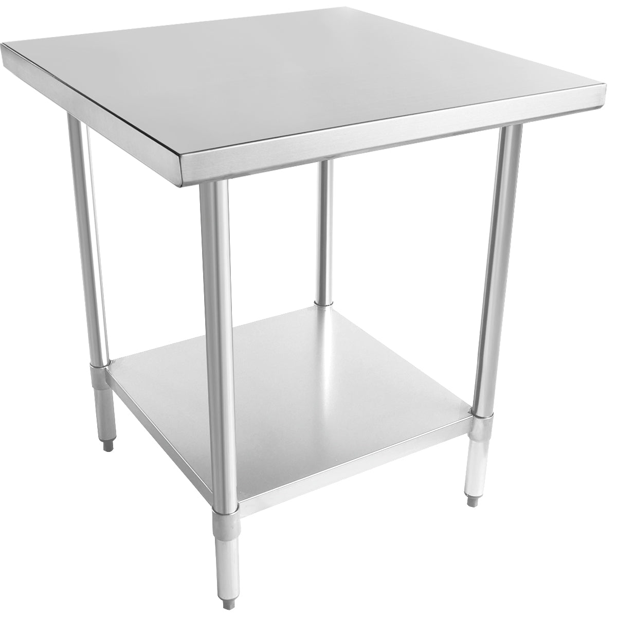 Empura 30" x 30" 18-Gauge 304 Stainless Steel Commercial Work Table with Flat Top Galvanized Legs and Undershelf