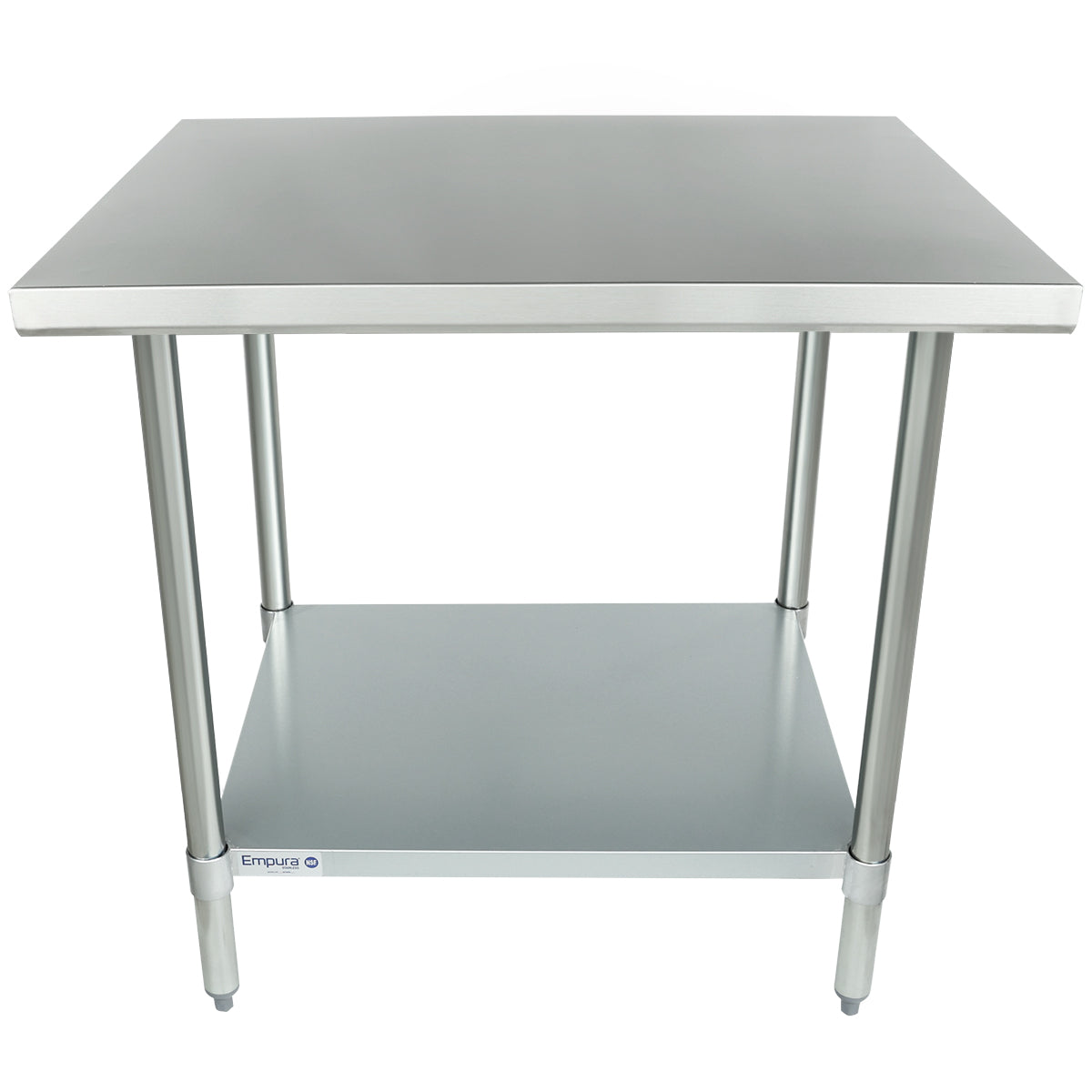 36" x 30" Standard Duty Work Table 18 Gauge 304 Stainless Steel with Galvanized Legs and Undershelf, NSF Work Table, 36" - 38", Stainless Steel Top Empura