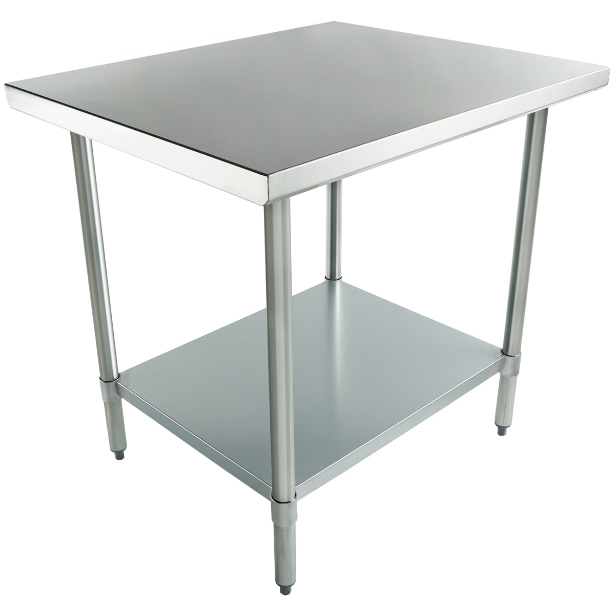 Empura 36" x 30" 18-Gauge 304 Stainless Steel Commercial Work Table with Flat Top Galvanized Legs and Undershelf