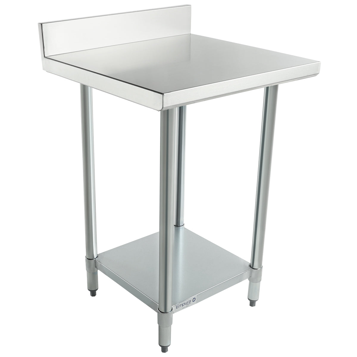 24" x 24" Standard Duty Work Table 18 Gauge Stainless Steel with 4" Backsplash and Galvanized Undershelf, NSF Work Table, 24" - 27", Stainless Steel Top Empura