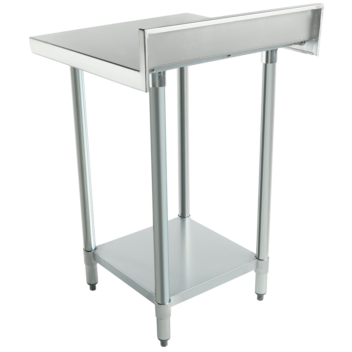 Empura 24" x 24" 18-Gauge 304 Stainless Steel Commercial Work Table with 4" Backsplash Galvanized Legs and Undershelf