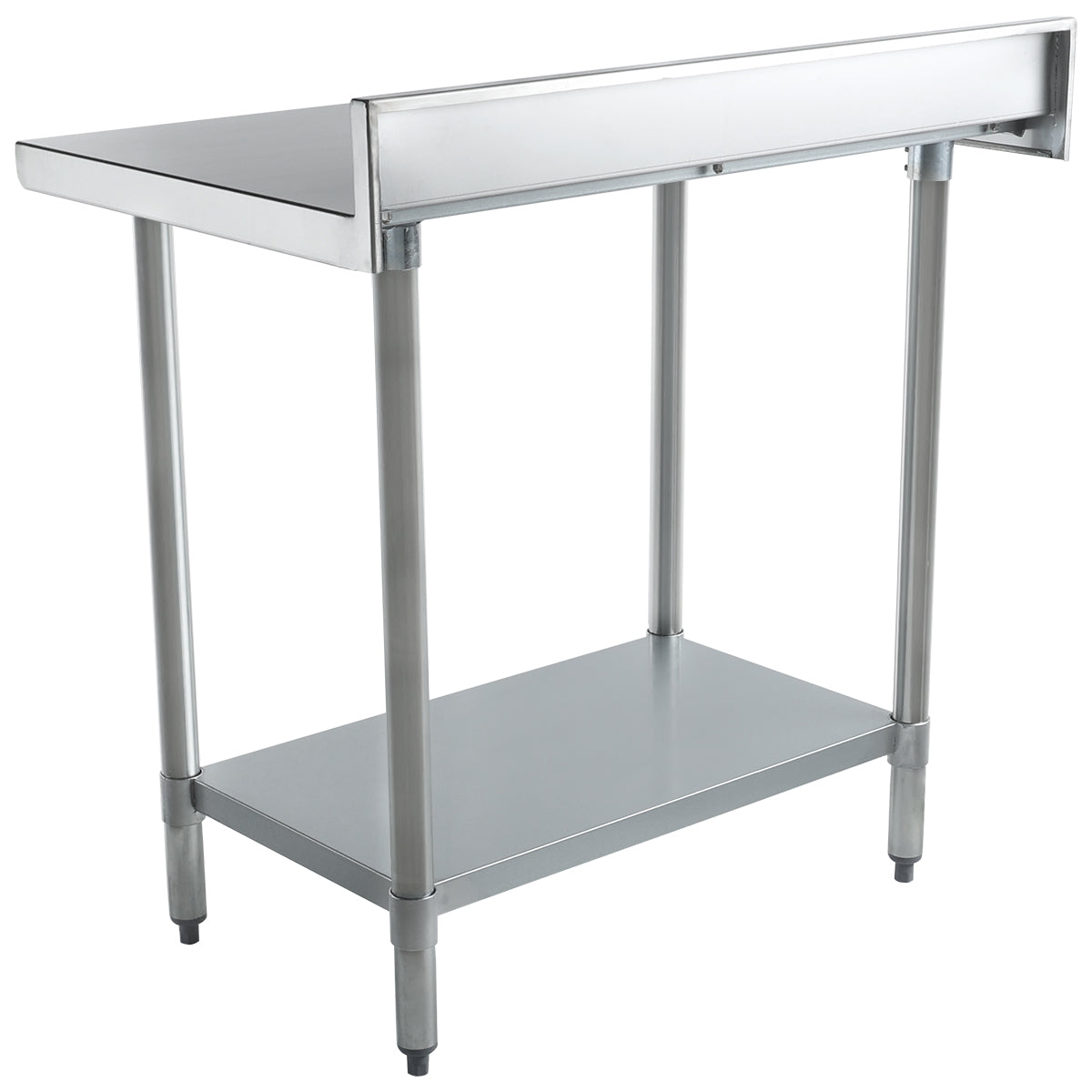 36" x 24" Standard Duty Work Table 18 Gauge Stainless Steel with 4" Backsplash and Galvanized Undershelf, NSF Work Table, 36" - 38", Stainless Steel Top Empura