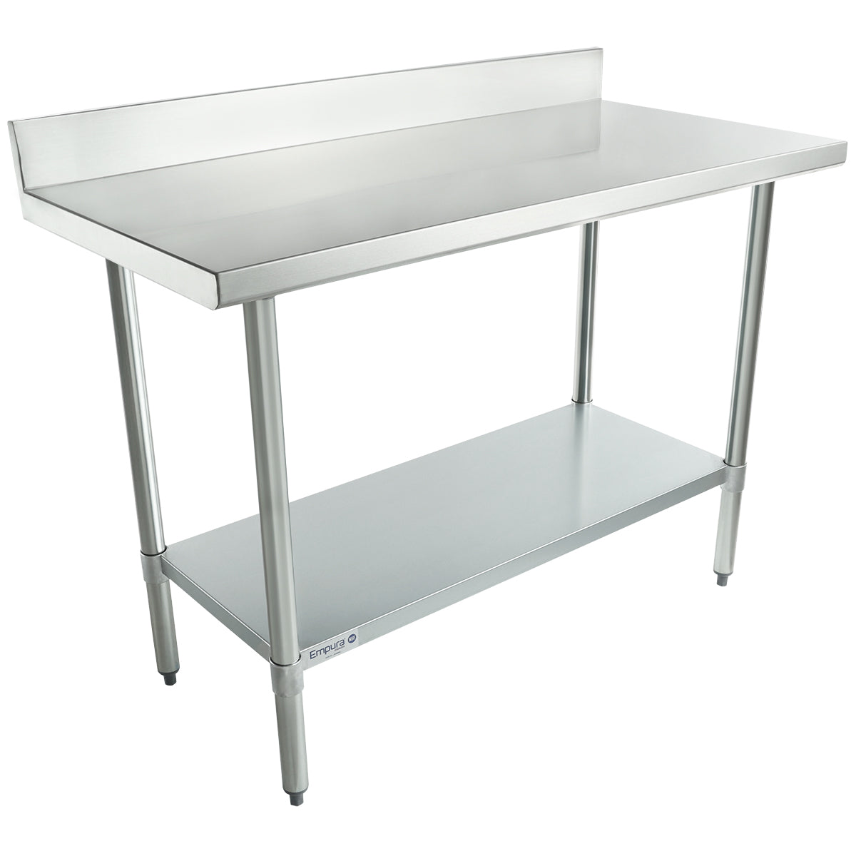 48" x 24" Standard Duty Work Table 18 Gauge Stainless Steel with 4" Backsplash and Galvanized Undershelf, NSF Work Table, 40" - 48", Stainless Steel Top Empura