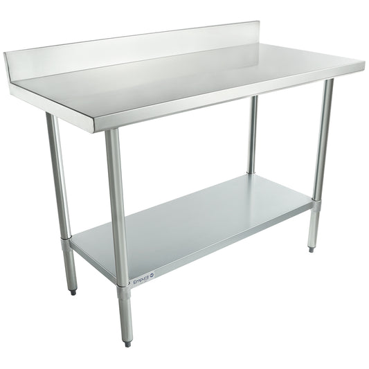 Empura 48" x 24" 18-Gauge 304 Stainless Steel Commercial Work Table with 4" Backsplash Galvanized Legs and Undershelf