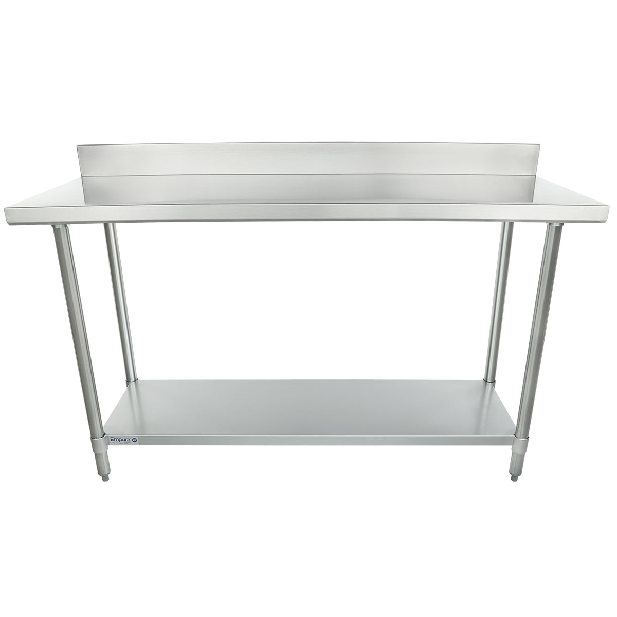 60" x 24" Standard Duty Work Table 18 Gauge Stainless Steel with 4" Backsplash and Galvanized Undershelf, NSF Work Table, 54" - 62", Stainless Steel Top Empura