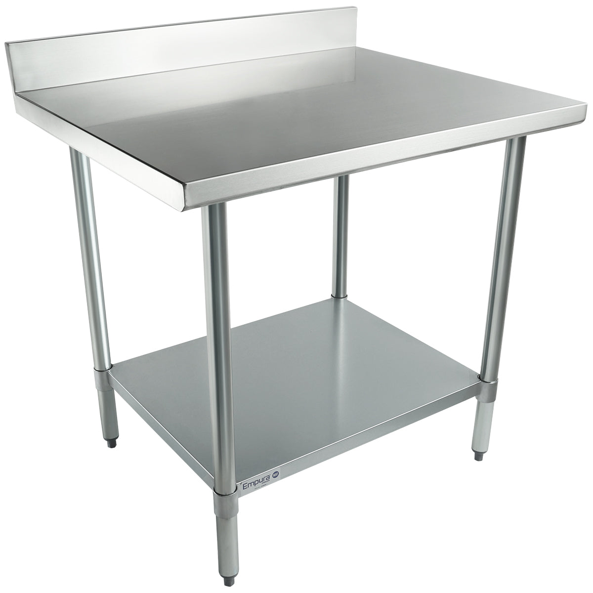 36" x 30" Standard Duty Work Table 18 Gauge Stainless Steel with 4" Backsplash and Galvanized Undershelf, NSF Work Table, 36" - 38", Stainless Steel Top Empura