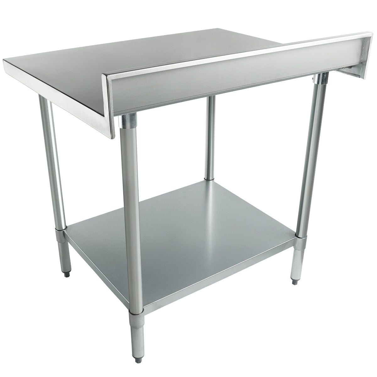 Empura 36" x 30" 18-Gauge 304 Stainless Steel Commercial Work Table with 4" Backsplash Galvanized Legs and Undershelf