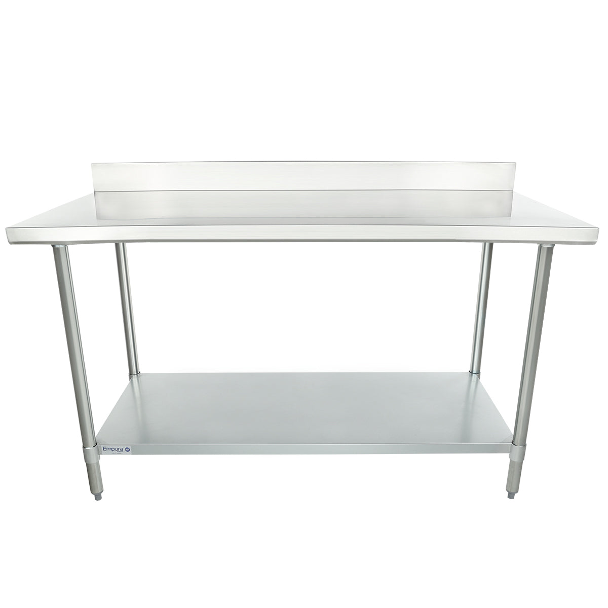 60" x 30" Standard Duty Work Table 18 Gauge Stainless Steel with 4" Backsplash and Galvanized Undershelf, NSF Work Table, 54" - 62", Stainless Steel Top Empura