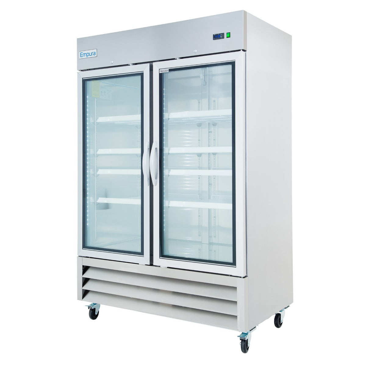 Empura E-KB54FG 54" Freezer 2 Glass Door Stainless Reach In - 43.9 cu. ft.