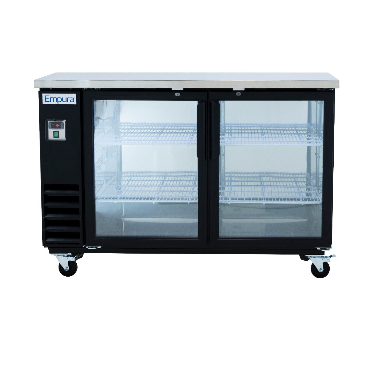 61" x 24" Swing Glass Door Powder Coated Black Stainless Steel Commercial Back Bar Refrigerator Back Bar Cabinet, Refrigerated Empura