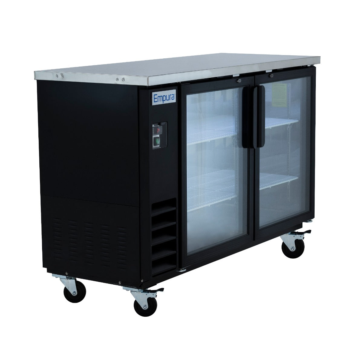 61" x 24" Swing Glass Door Powder Coated Black Stainless Steel Commercial Back Bar Refrigerator Back Bar Cabinet, Refrigerated Empura