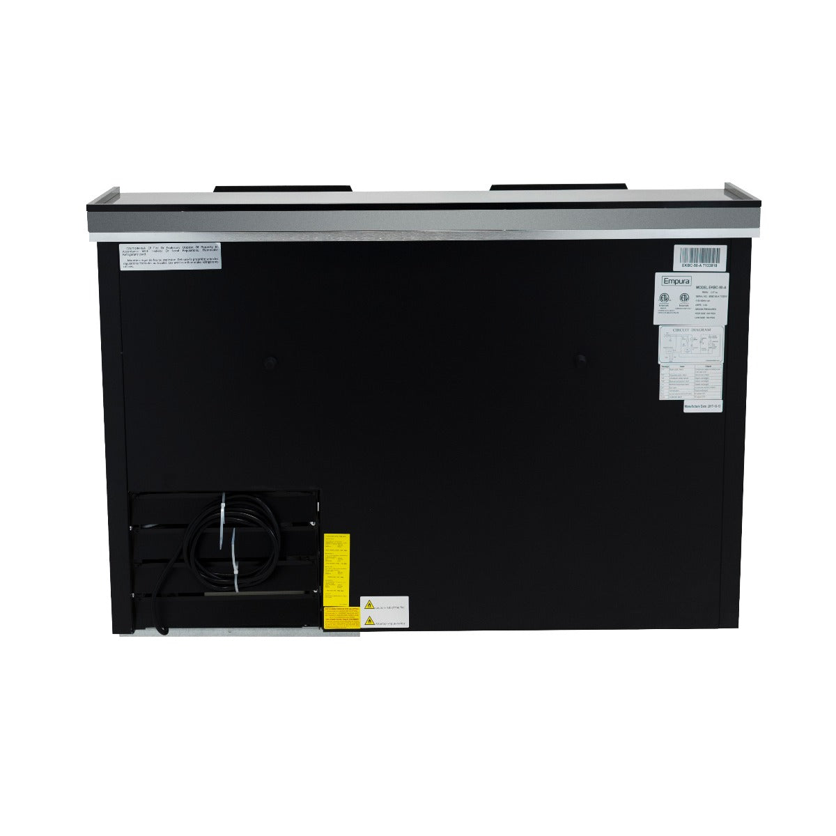 49" Powder Coated Black Stainless Steel Commercial Horizontal Bottle Cooler Bottle Cooler Empura