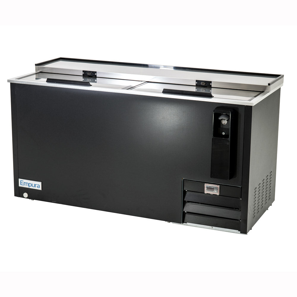 64" Powder Coated Black Stainless Steel Commercial Horizontal Bottle Cooler Bottle Cooler Empura
